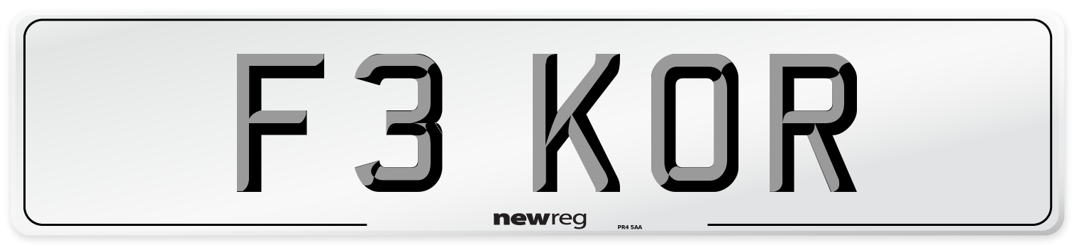 F3 KOR Number Plate from New Reg